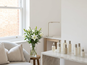 Bright and modern aesthetic clinic consultation room with minimalist decor and warm natural lighting Bright and modern aesthetic clinic consultation room with minimalist decor and warm natural lighting